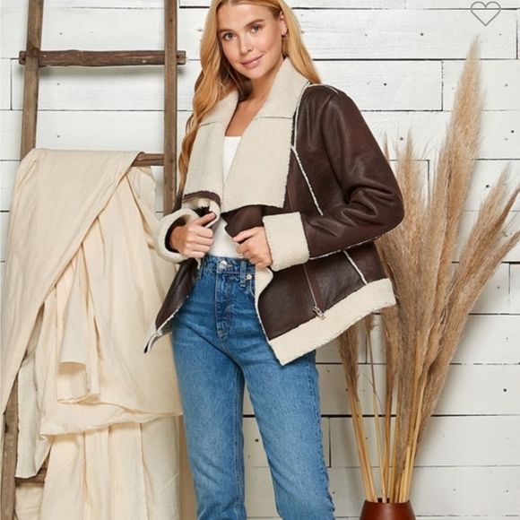 Brown Faux Shearling Coat NWT - Picture 6 of 6